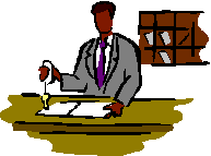 man at a reception desk